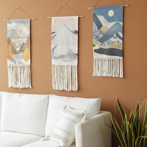 Macrame Scenery Hanging Tapestry with Handmade Tassels Dorm Hotel Wall Fabric Blanket Cover Decoration Home Stay Aesthetic Decor