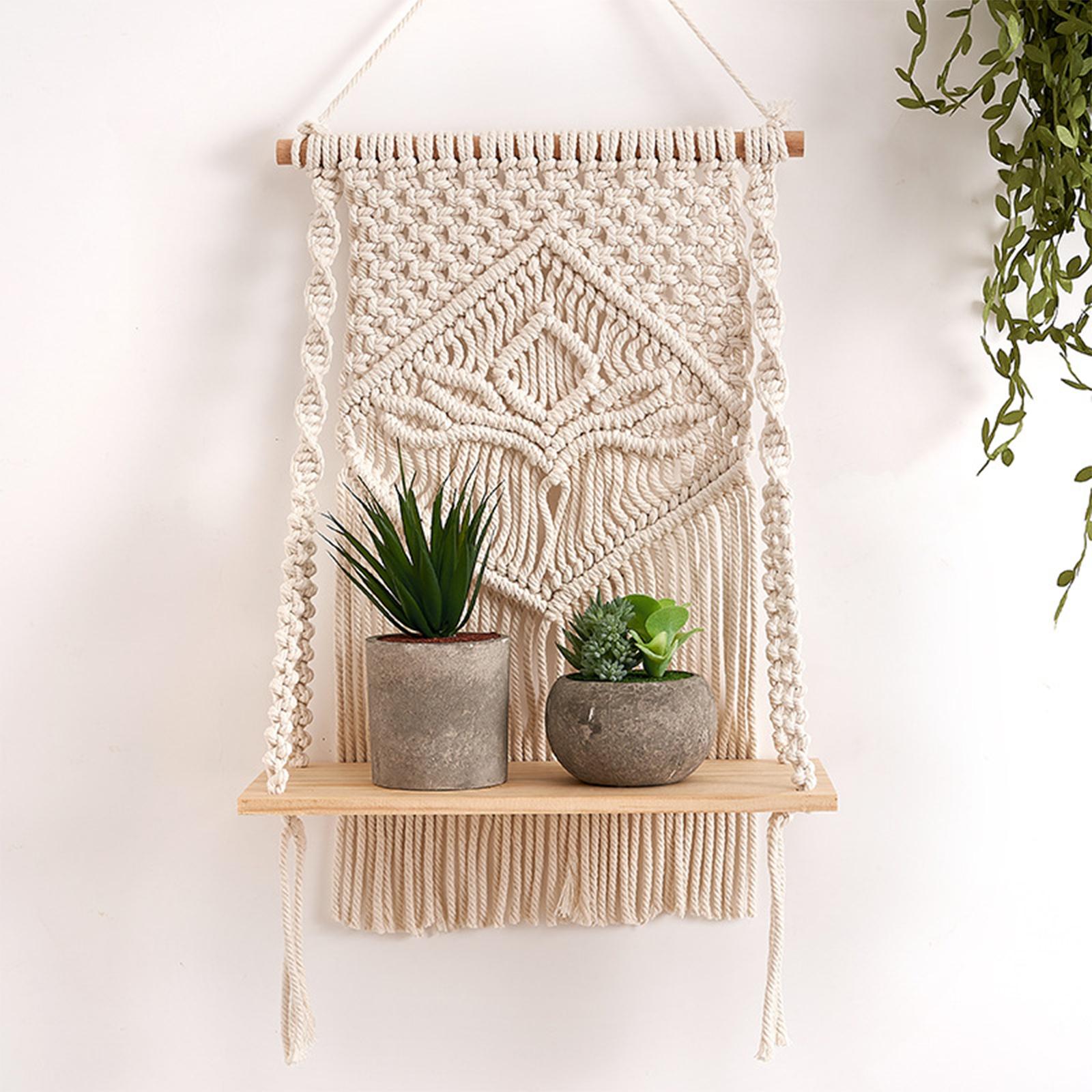 Macrame Wall Hanging Shelf Shelf Bohemian Hanger for Indoor Bedroom Macrame Wall Hanging Shelf Shelf Bohemian Hanger for Indoor Bedroom