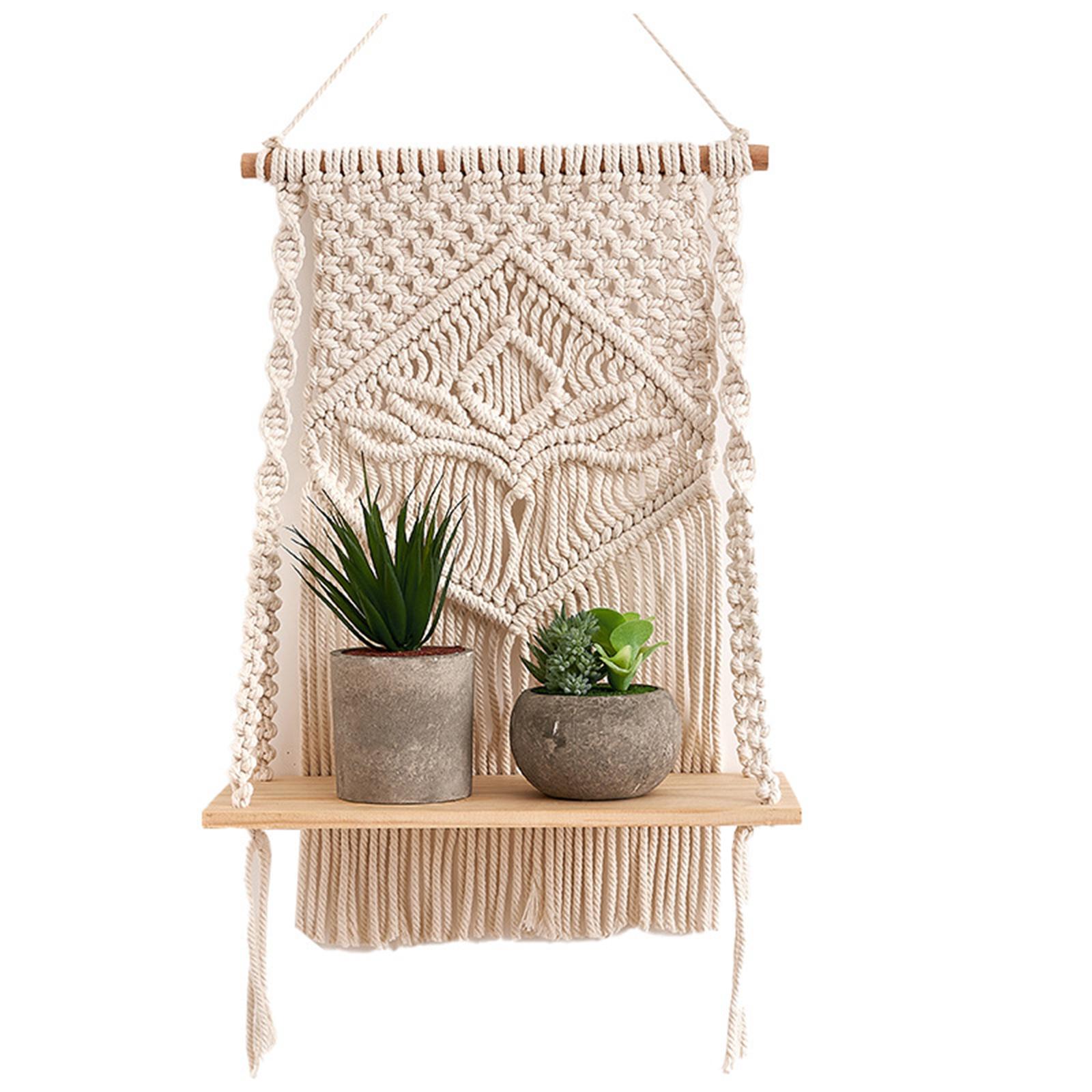 Macrame Wall Hanging Shelf Shelf Bohemian Hanger for Indoor Bedroom Macrame Wall Hanging Shelf Shelf Bohemian Hanger for Indoor Bedroom