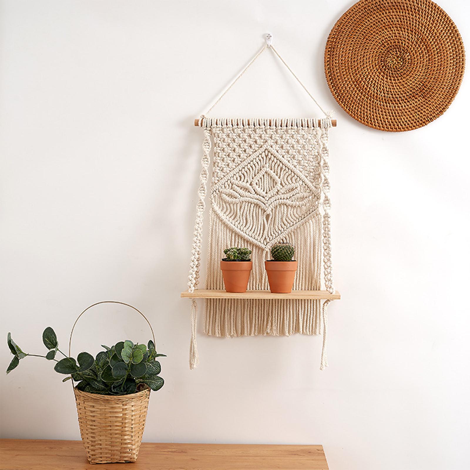 Macrame Wall Hanging Shelf Shelf Bohemian Hanger for Indoor Bedroom Macrame Wall Hanging Shelf Shelf Bohemian Hanger for Indoor Bedroom