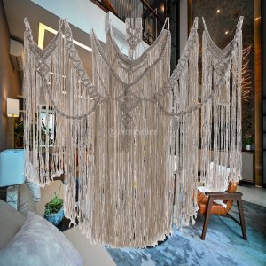 Macrame Woven Tapestry Cotton Wall Hanging Boho Chic Decorative Fabric for Wall for Cottagecore Home Decor