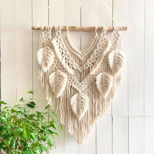 Nordics Bohemian Weaving Tapestry Macrame Wall Decoration Wall Decoration Hand Woven Leaves Modern Minimalist Wall Decoration