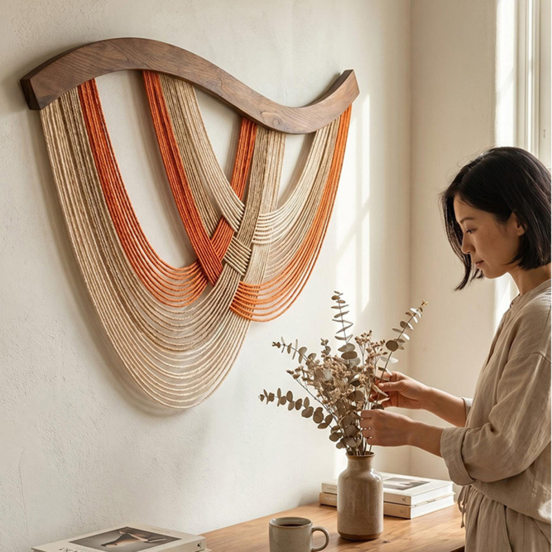 Macrame Tapestry Wall Hanging Woven Wooden Rod Blue White Boho Nordic Wall Art Bedroom Living Room Decoration Home Decor Macrame Tapestry Wall Hanging Woven Wooden Rod Blue White Boho Nordic Wall Art Bedroom Living Room Decoration Home Decor