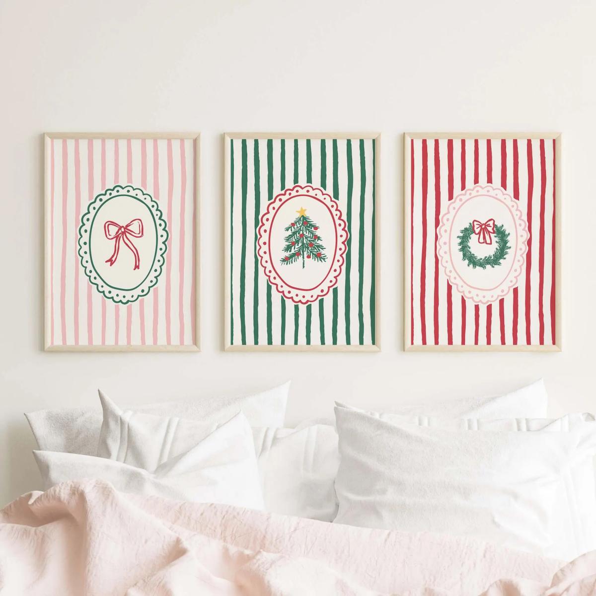 3pcs/set Christmas Tree Bowknot Wreath Stripe Canvas Print Poster Dopamine Colorful Art Prints Wall Art Home Decor Holiday Gifts 3pcs/set Christmas Tree Bowknot Wreath Stripe Canvas Print Poster Dopamine Colorful Art Prints Wall Art Home Decor Holiday Gifts