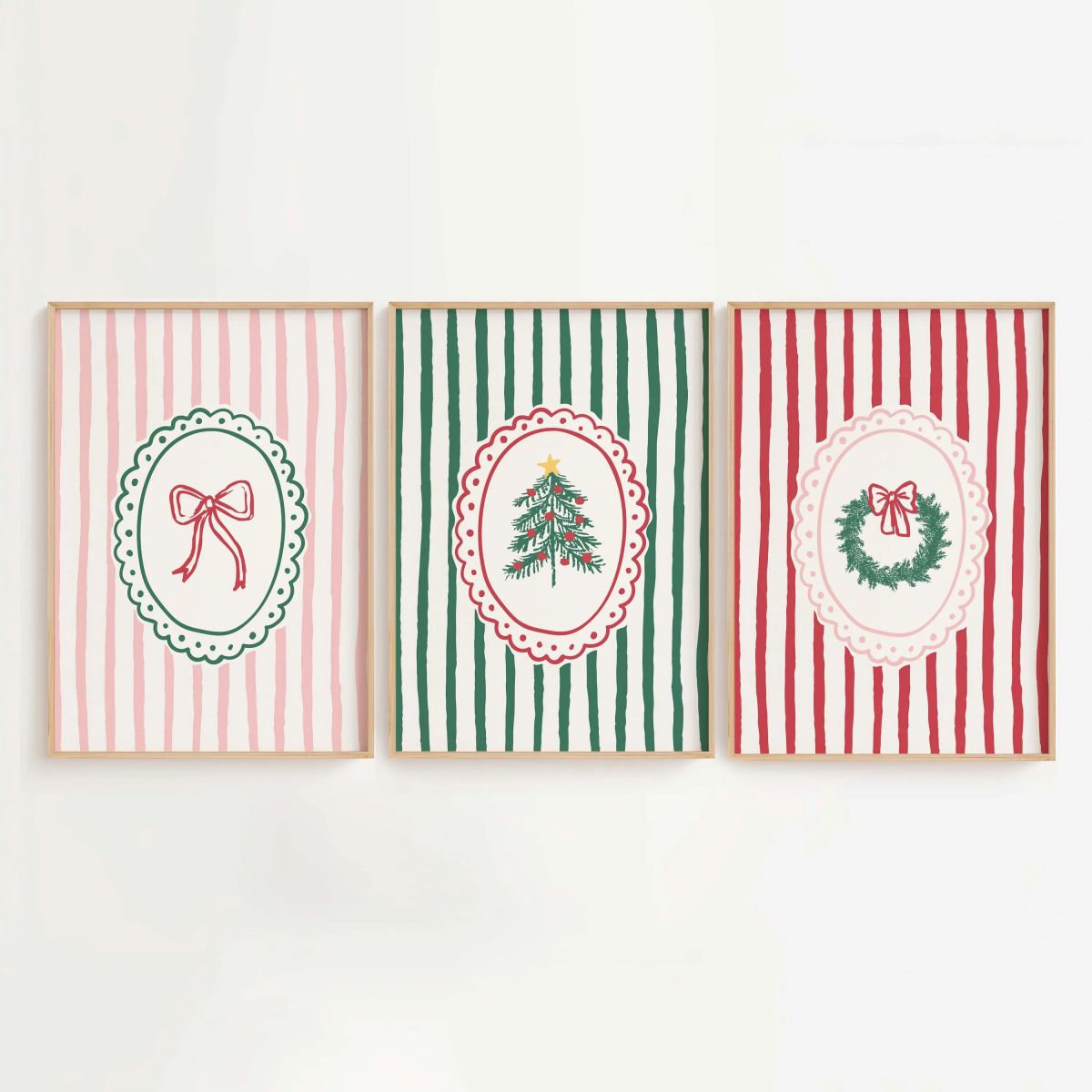 3pcs/set Christmas Tree Bowknot Wreath Stripe Canvas Print Poster Dopamine Colorful Art Prints Wall Art Home Decor Holiday Gifts 3pcs/set Christmas Tree Bowknot Wreath Stripe Canvas Print Poster Dopamine Colorful Art Prints Wall Art Home Decor Holiday Gifts