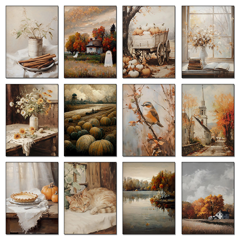 Retro Autumn Landscape Flower Pumpkin Garden Ghost Trees Posters and Canvas Printing Wall Art Picture for Kids Room Home Decor Retro Autumn Landscape Flower Pumpkin Garden Ghost Trees Posters and Canvas Printing Wall Art Picture for Kids Room Home Decor