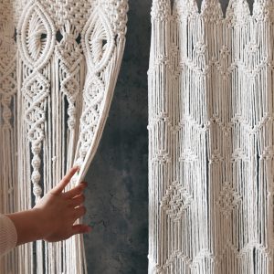 Hand-woven Bohemia Macrame Cotton Door  Window Curtain Tapestry Wall Hanging Art Tapestry Wedding Backdrop Tapestry Decoration