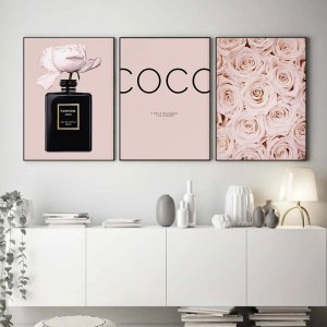 Fashion Printable Wall Art Blush Pink Canvas Painting Perfume Posters Woman Room Decor Pictures Girl Gift Nordic for Home Decor