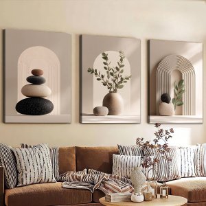 Bohemian Style Light Luxury Art Fashion Potted Plant Framed Canvas Poster Ready Home Decoration Wall Art Room Decoration Gift