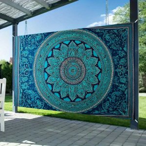 Teal Mandala Boho Tapestry, Intricate Floral Art Wall Hanging, Vibrant Bohemian Home Decor Gift