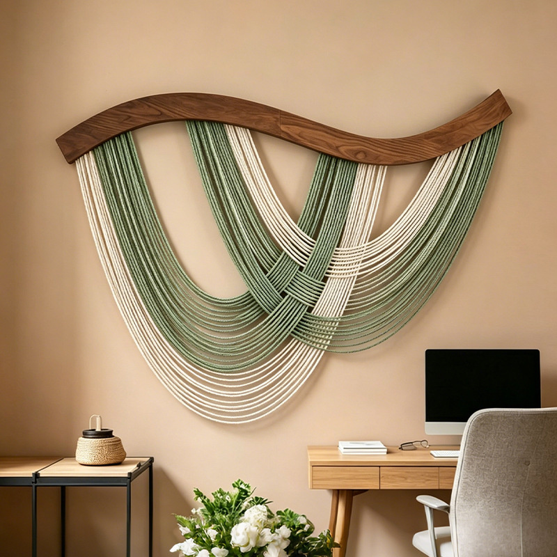 Woven Wall Hanging Macrame Tapestry Wooden Rod Blue White Boho Nordic Wall Art Decoration Home Bedroom Living Room Decor Woven Wall Hanging Macrame Tapestry Wooden Rod Blue White Boho Nordic Wall Art Decoration Home Bedroom Living Room Decor