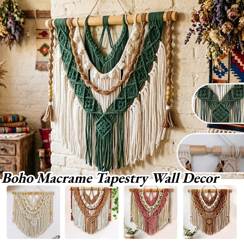 Handwoven Tapestry Boho Macrame Wall Hanging Decor Handmade Knitted Tassel Wall Art for Farmhouse Bedroom Living Room Home Decor Handwoven Tapestry Boho Macrame Wall Hanging Decor Handmade Knitted Tassel Wall Art for Farmhouse Bedroom Living Room Home Decor