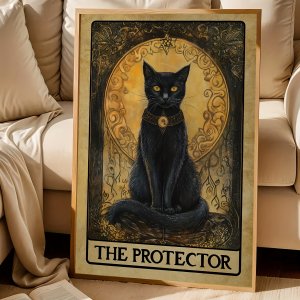 Gothic Tarot Black Cat Canvas Print Poster Vintage Mystical Animal Art Prints Living Room Bedroom Wall Art Home Decor Poster