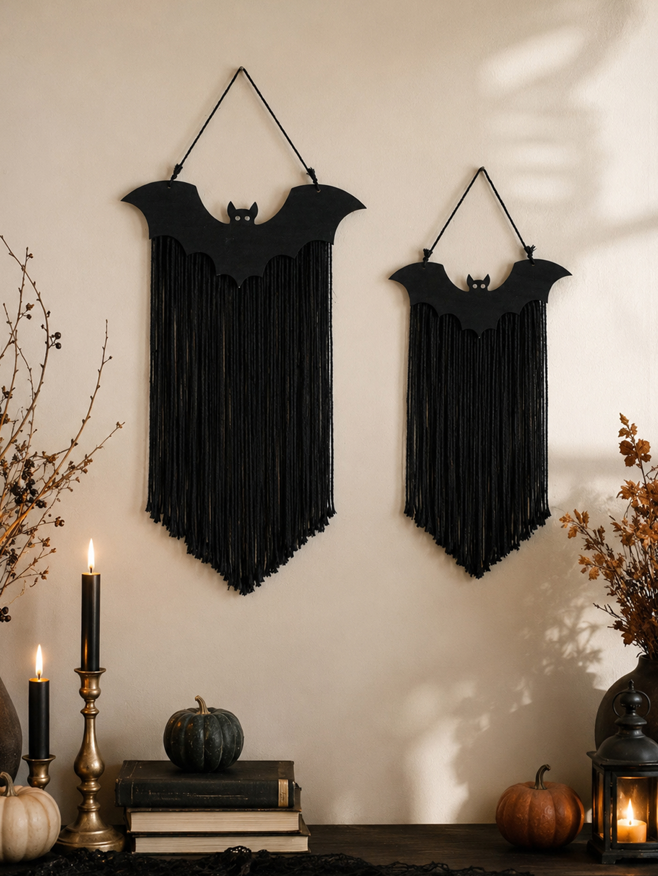Gothic Black Bat Wall Hanging Macrame Woven Bat Tapestry Halloween Spooky Farmhouse Wall Decor for Living Room Mantel Party Gift Gothic Black Bat Wall Hanging Macrame Woven Bat Tapestry Halloween Spooky Farmhouse Wall Decor for Living Room Mantel Party Gift
