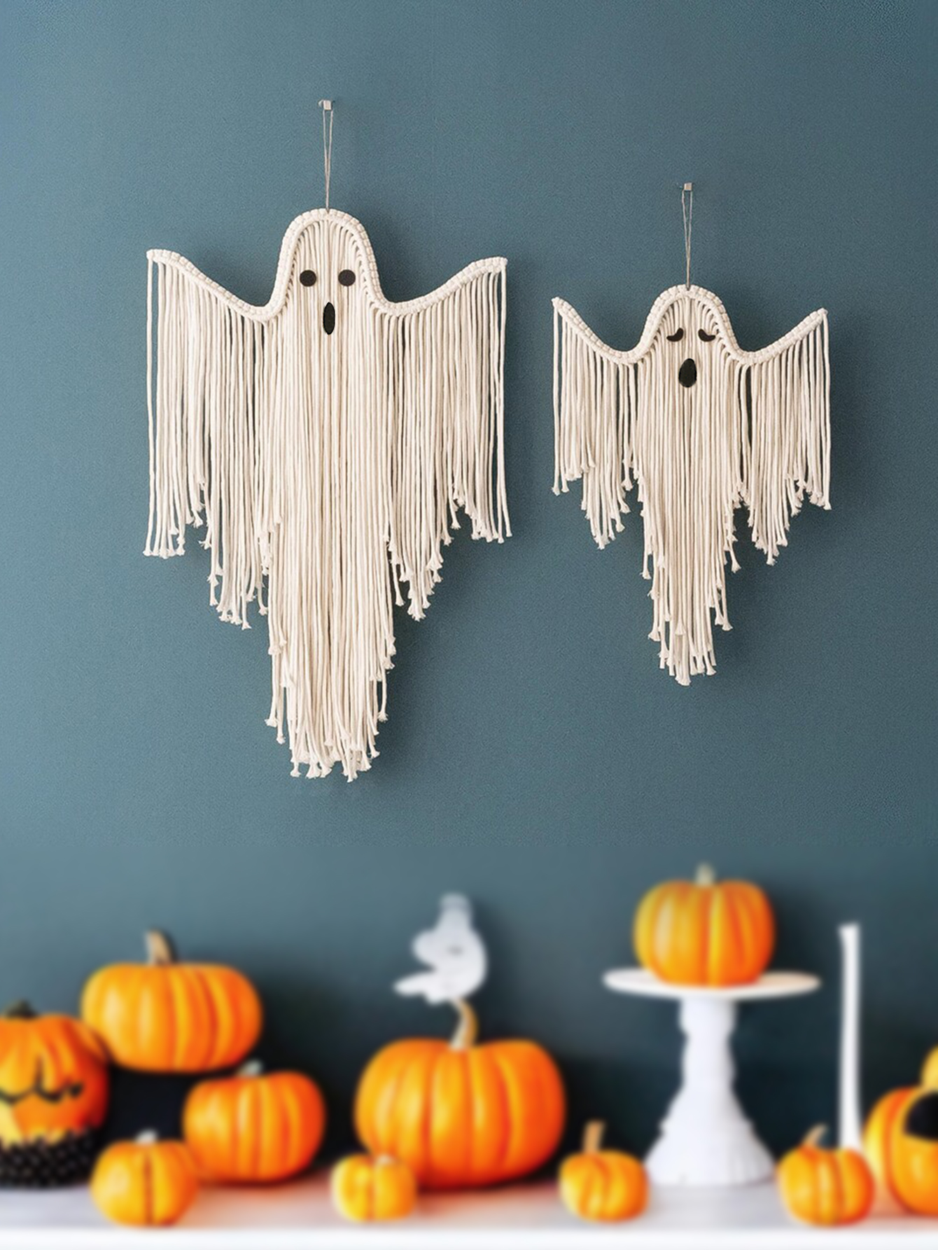 White Macrame Halloween Ghost Wall Hanging Tapestry, Hand-Woven Tassels Tapestries for Home, Bedroom Living Room Wall Decor Gift White Macrame Halloween Ghost Wall Hanging Tapestry, Hand-Woven Tassels Tapestries for Home, Bedroom Living Room Wall Decor Gift