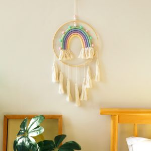 Macrame Tapestry Wall Hanging Decor Rainbow Boho Home Decoration Wall Tapestry Room Decors Aesthetic For Living Room Bedroom
