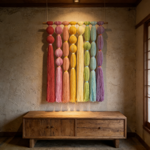 Macrame Wall Hanging Boho Wall Art Colorful Tassel Decor Romantic Gift for Bedroom Living Room Home
