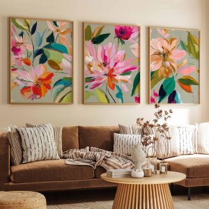 3pcs/set Vibrant Colorful Abstract Floral Canvas Prints Poster Modern Minimalism Botanical Art Print Wall Art Home Decor Poster