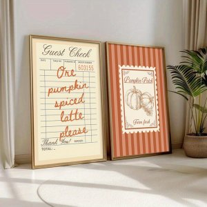 2pcs/Set Unframed Pumpkin Patch Canvas Wall Arts Seasonal Charm Wall Decor Autumn Harvest Arts Prints for Living Room Decoration
