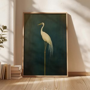 Vintage Japanese Crane Art Print Bird Wall Decor, Canvas Poster Painting, No Frame, for Living Room, Bedroom, Office Decor