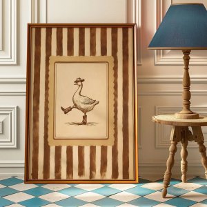 Rustic Silly Cowboy Goose Canvas Print Poster Vintage Funny Western Dancing Duck Art Prints Bedroom Wall Art Home Decor Poster