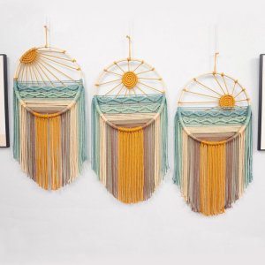 Colorful Circular Tassel Wall Tapestry Living Room Bedroom Handwoven Bohemian Wall Hanging Decor Stylish Macrame Wall Ornament
