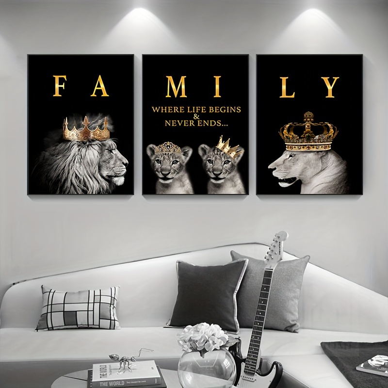 3 Pieces Modern Abstract Lion Family Inspirational Quotes Wall Art Canvas Prints for Living Room Cuadros Decor Unframed 3 Pieces Modern Abstract Lion Family Inspirational Quotes Wall Art Canvas Prints for Living Room Cuadros Decor Unframed