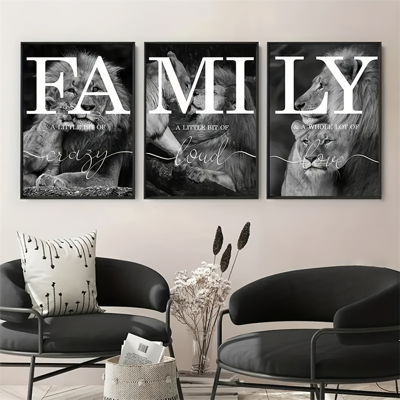 3 Pieces Modern Abstract Lion Family Inspirational Quotes Wall Art Canvas Prints for Living Room Cuadros Decor Unframed 3 Pieces Modern Abstract Lion Family Inspirational Quotes Wall Art Canvas Prints for Living Room Cuadros Decor Unframed