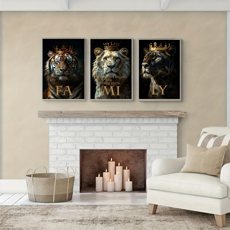 3 Pieces Modern Abstract Lion Family Inspirational Quotes Wall Art Canvas Prints for Living Room Cuadros Decor Unframed 3 Pieces Modern Abstract Lion Family Inspirational Quotes Wall Art Canvas Prints for Living Room Cuadros Decor Unframed
