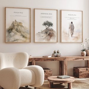 3pcs/set Boho Nature Scenery Jesus Figure Canvas Print Poster Modern Minimalism Art Prints Wall Art Christian Home Decor Gifts