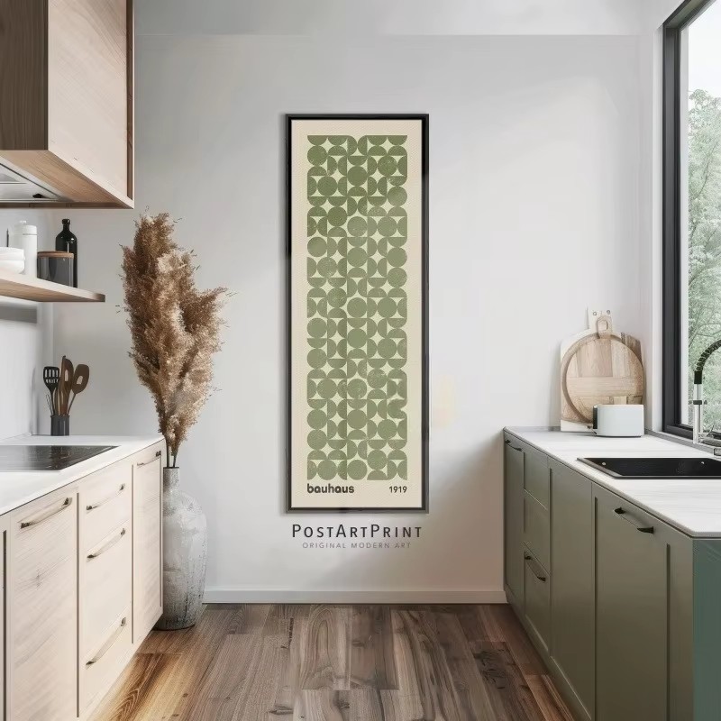 Sage Green Bauhaus Frameless Poster, Long Narrow Art, Wide Art Print, Abstract Long Vertical Wall Art, Large Unframed Canvas Sage Green Bauhaus Frameless Poster, Long Narrow Art, Wide Art Print, Abstract Long Vertical Wall Art, Large Unframed Canvas