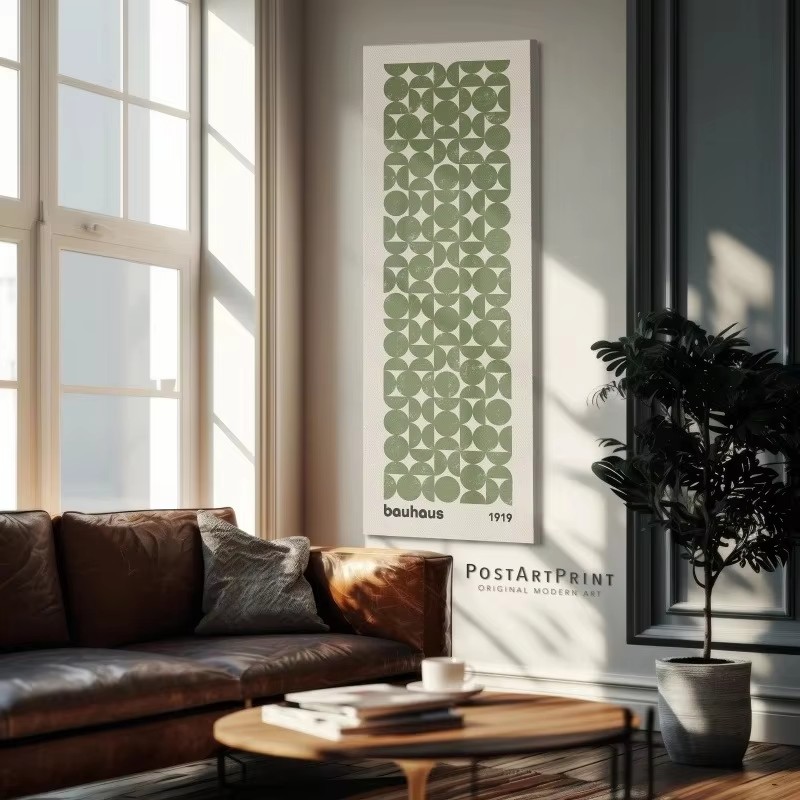 Sage Green Bauhaus Frameless Poster, Long Narrow Art, Wide Art Print, Abstract Long Vertical Wall Art, Large Unframed Canvas Sage Green Bauhaus Frameless Poster, Long Narrow Art, Wide Art Print, Abstract Long Vertical Wall Art, Large Unframed Canvas