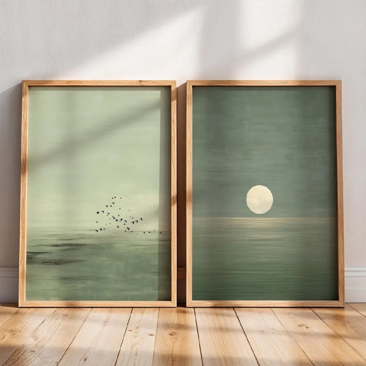 2pcs/set Japanese Sage Green Abstract Canvas Prints Poster Modern Minimalism Moon Art Prints Bedroom Wall Art Home Decor Poster 2pcs/set Japanese Sage Green Abstract Canvas Prints Poster Modern Minimalism Moon Art Prints Bedroom Wall Art Home Decor Poster