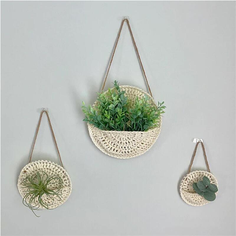 Multicolor Round Macrame Air Plant Holder Bohemian Style Cotton Hand Weaving Hanging Planter For Living Room Bedroom Decoration Multicolor Round Macrame Air Plant Holder Bohemian Style Cotton Hand Weaving Hanging Planter For Living Room Bedroom Decoration