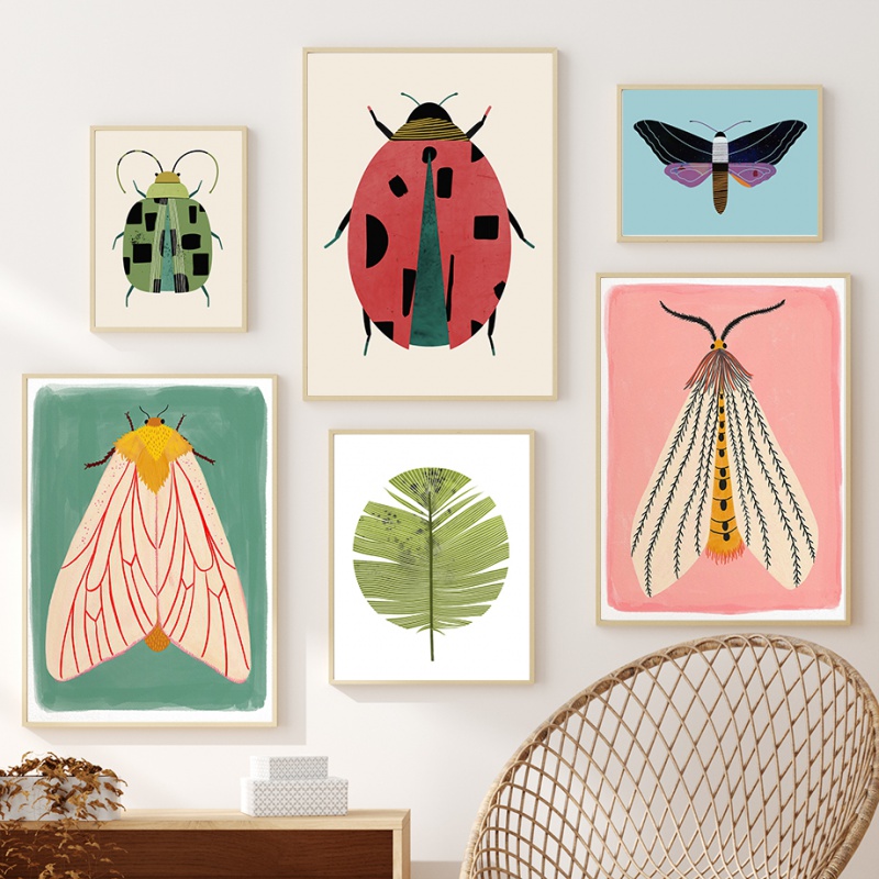 Butterfly Wall Art Ladybug Tiger Moth Beetle Feather Canvas Painting Nordic Poster Printing Wall Picture Room Decoration Butterfly Wall Art Ladybug Tiger Moth Beetle Feather Canvas Painting Nordic Poster Printing Wall Picture Room Decoration