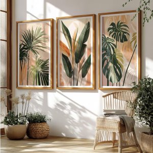 3pcs/set Vintage Palm Tree Canvas Prints Poster Modern Minimalist Botanical Art Prints Living Room Wall Art Home Decor Poster
